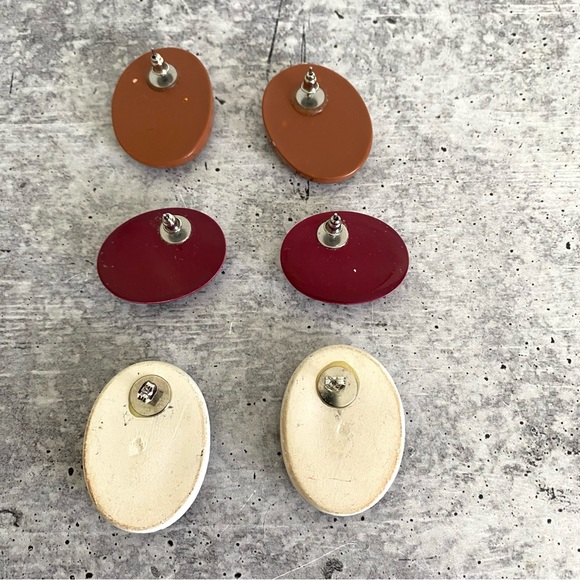 Vintage 80s Retro Statement Chunky Earrings Eclectic Art Jewelry - Picture 2 of 7